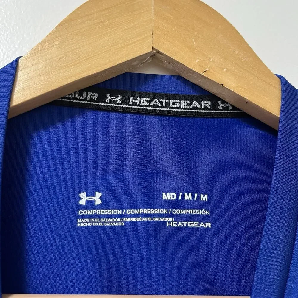 Under Armour Mens HeatGear Compression Long Sleeve Top Size M Blue‎ Athletic Gym